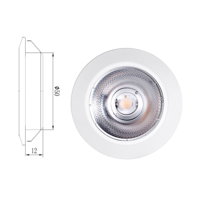 Ultratunn 12mm Downlight 5,4W 3000K 36° IP44, 600mA